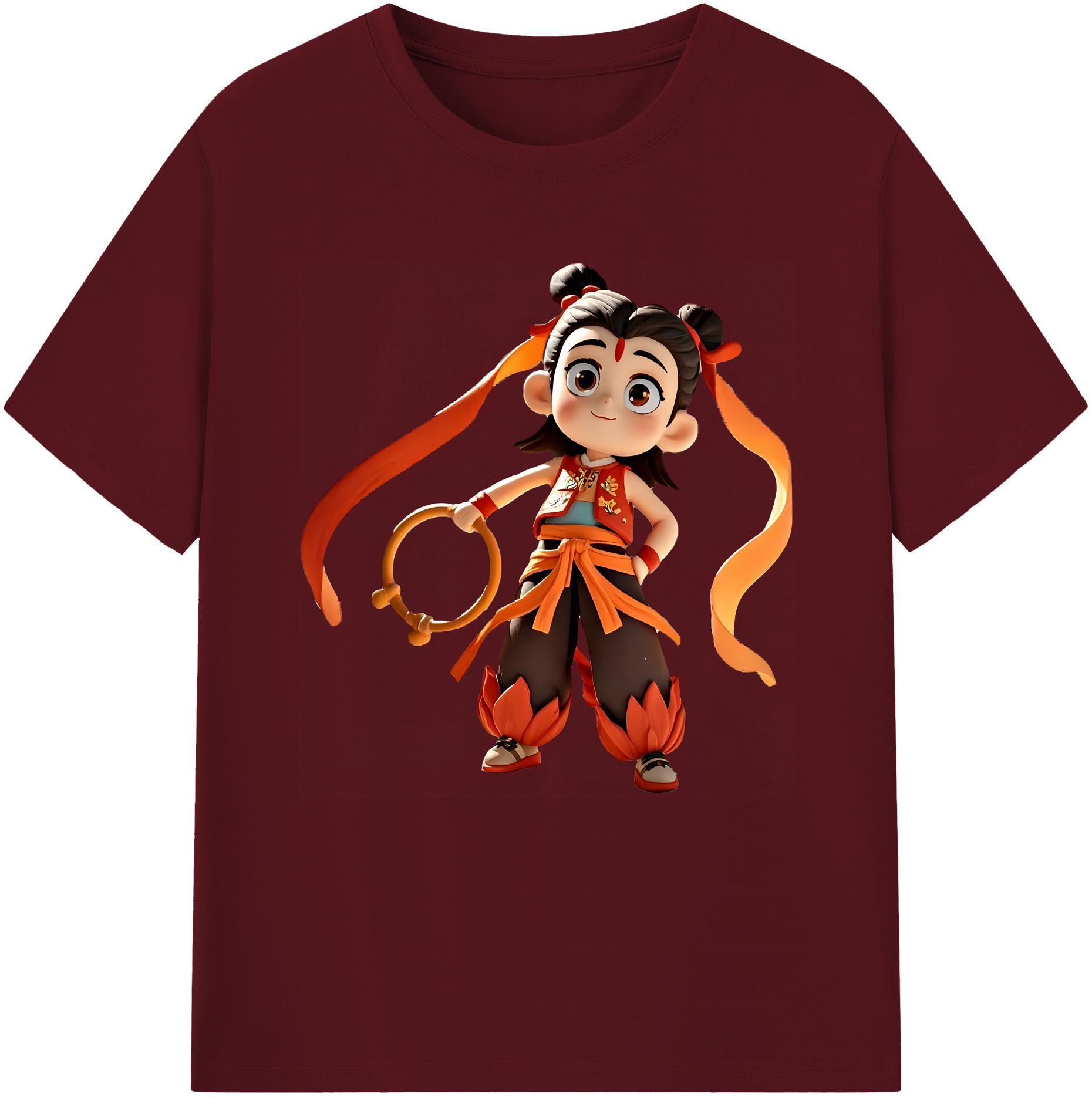 （画像用） Ne Zha 2 ナタ 魔童の大暴れ 綿100％半袖Tシャツ（フロントプリント）